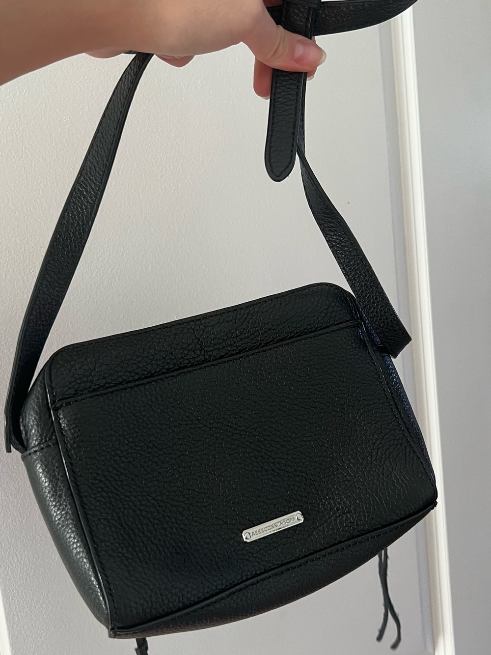 Rebecca Minkoff Black Pebbled Leather Crossbody Shoulder Bag